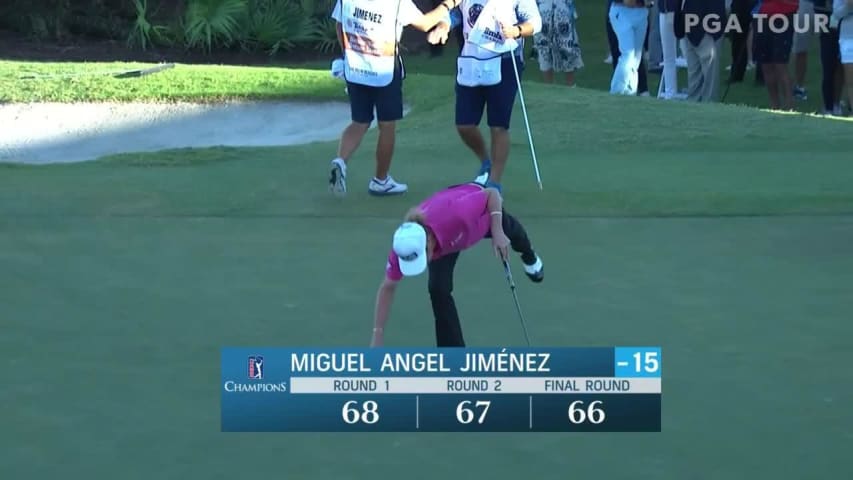 Miguel Angel Jiménez makes birdie on No. 18 at TimberTech Championship