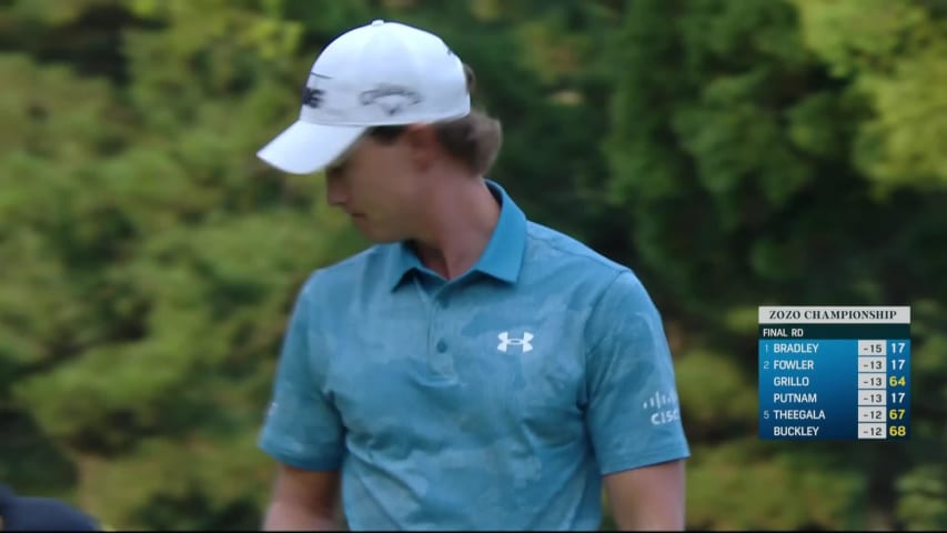 Maverick McNealy makes birdie on No. 18 at ZOZO CHAMP