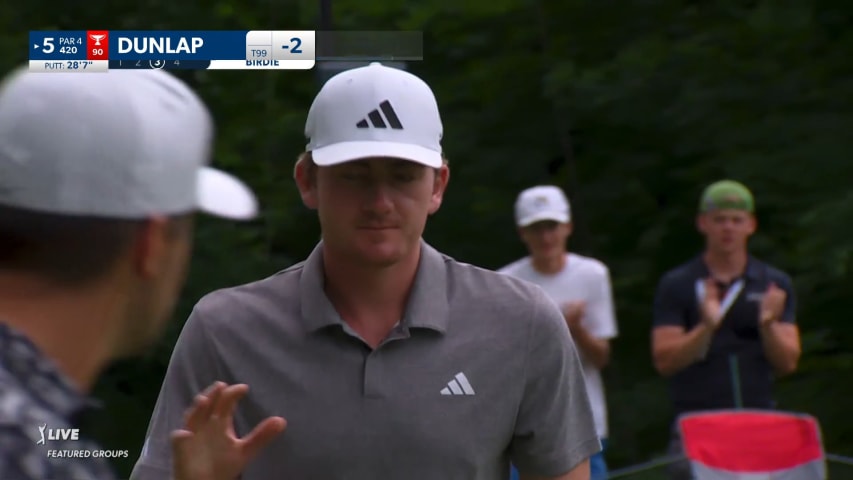 Nick Dunlap sinks a 28-foot birdie putt at John Deere