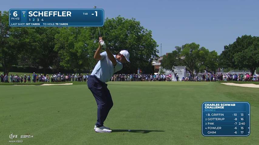 Scottie Scheffler makes birdie on No. 6 at Charles Schwab
