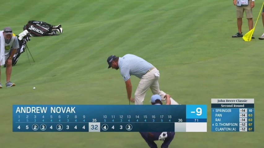 Andrew Novak sinks a 34-foot birdie putt at John Deere