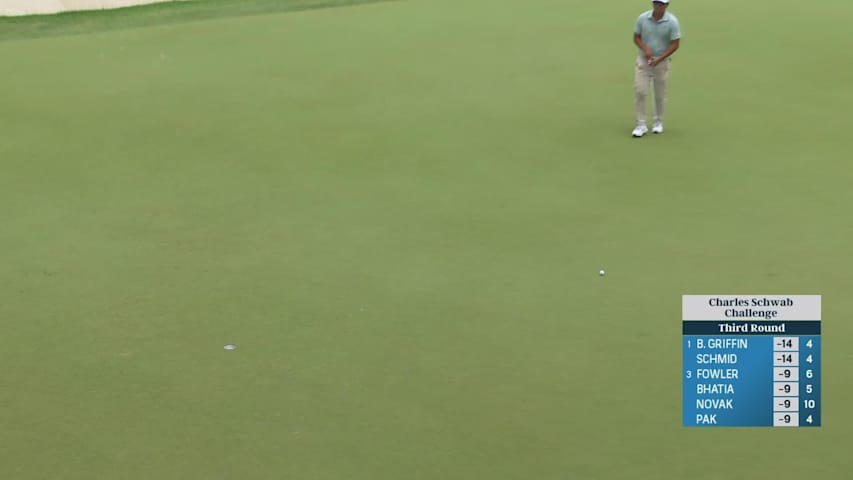 Pierceson Coody sinks a 33-foot birdie putt on No. 10 at Charles Schwab