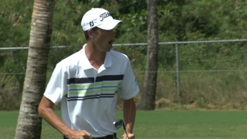 Chesson Hadley's incredible hole out for birdie at the Puerto Rico Open