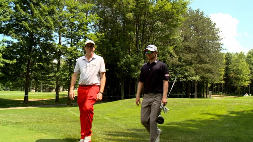 Playing the par-4 second hole with Anders Albertson at LECOM Health