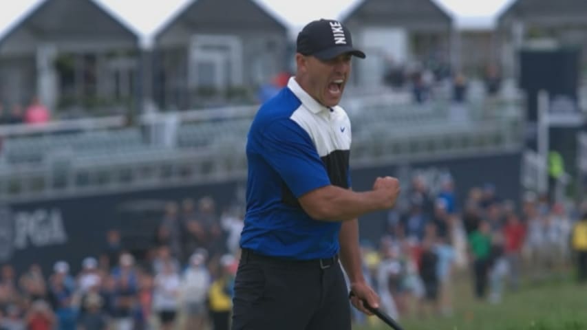 Brooks Koepka makes a statement on No. 18 at PGA Championship