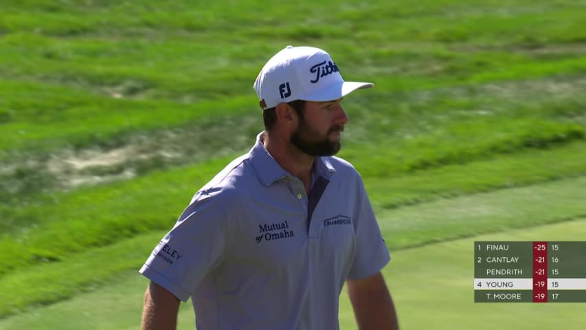 Cameron Young drips in a 16-footer for birdie at Rocket Mortgage