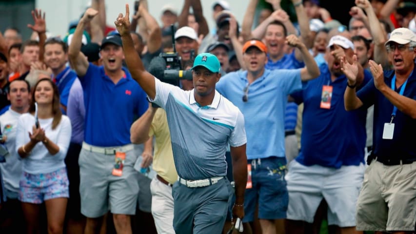Tiger Woods' flop with a shot trail from 2015 Wyndham