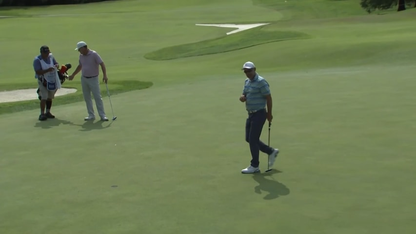 Cameron Percy early walks an eagle putt at Ascension