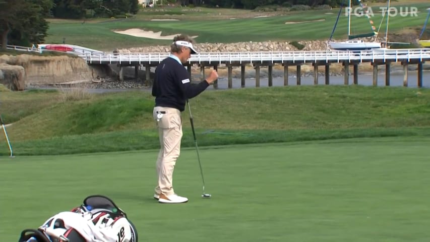 Bernhard Langer's strong tee shot results in birdie at Pure Insurance