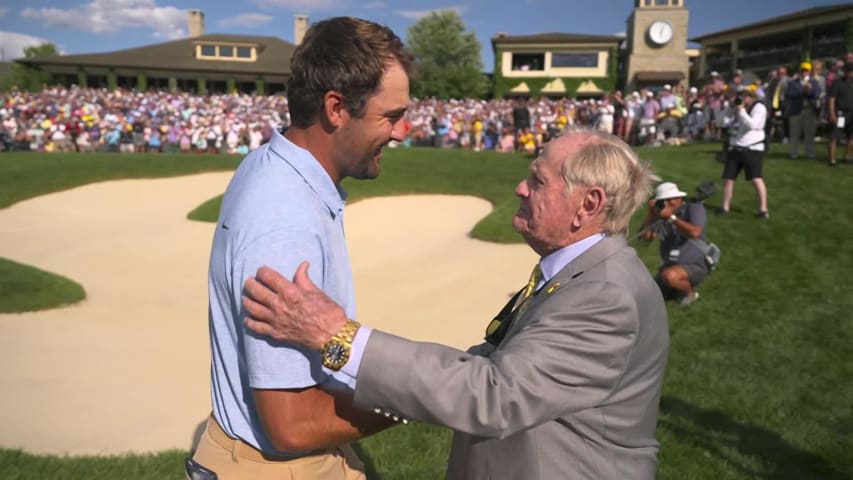 Scottie Scheffler pars the last to hold on and win the Memorial