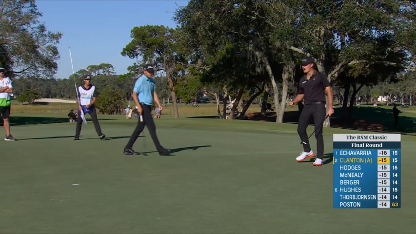 Luke Clanton puts away birdie putt to tie lead at The RSM Classic
