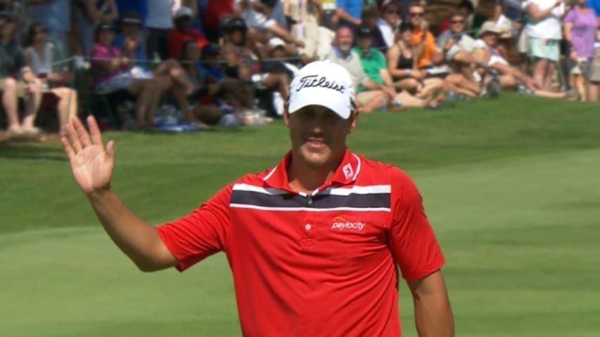 Brooks Koepka pours in a birdie bomb on No. 18 at FedEx St. Jude