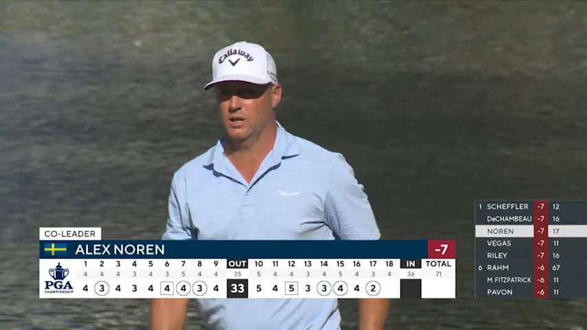 Alex Noren birdies after hole-high tee shot at PGA Championship