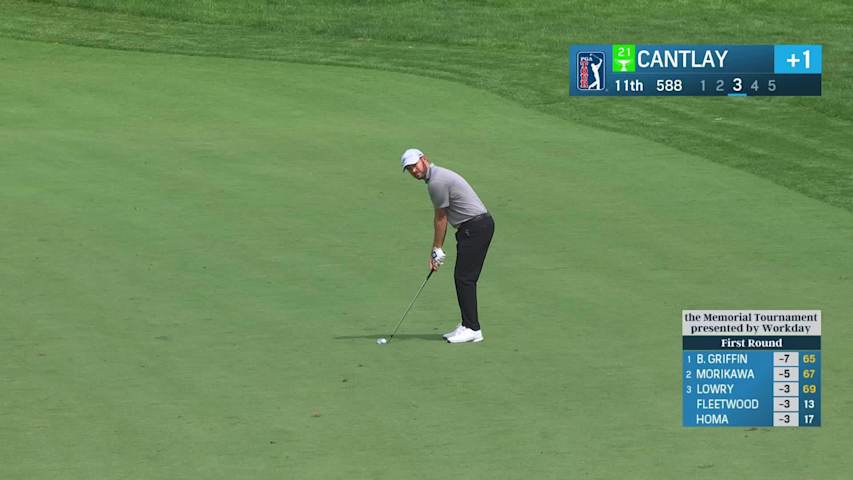 Patrick Cantlay makes birdie on No. 11 at the Memorial