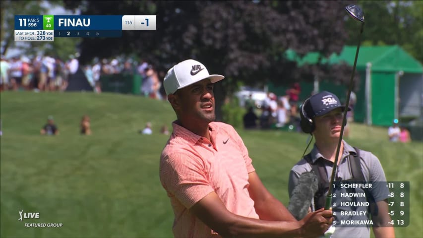 Tony Finau makes birdie on No. 11 at the Memorial