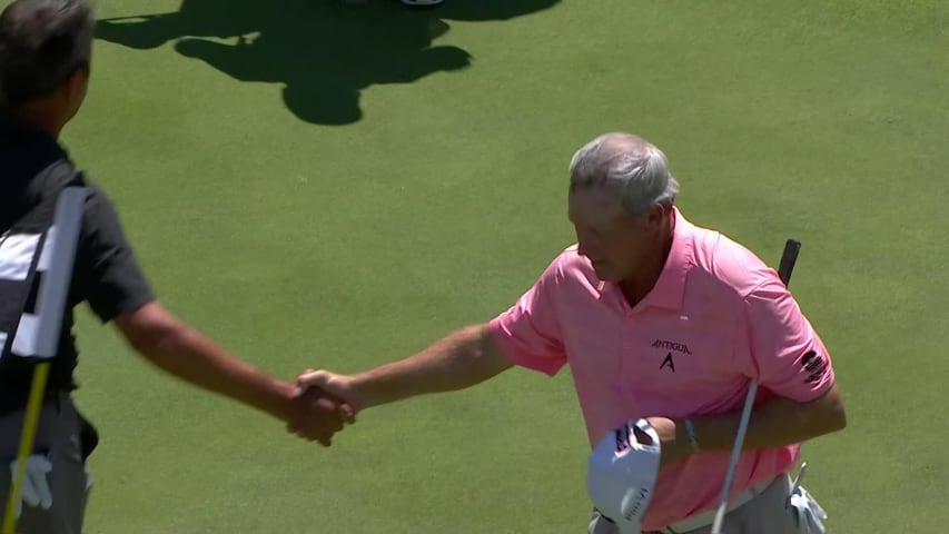 Woody Austin finishes with birdie on No. 18 at SENIOR PLAYERS