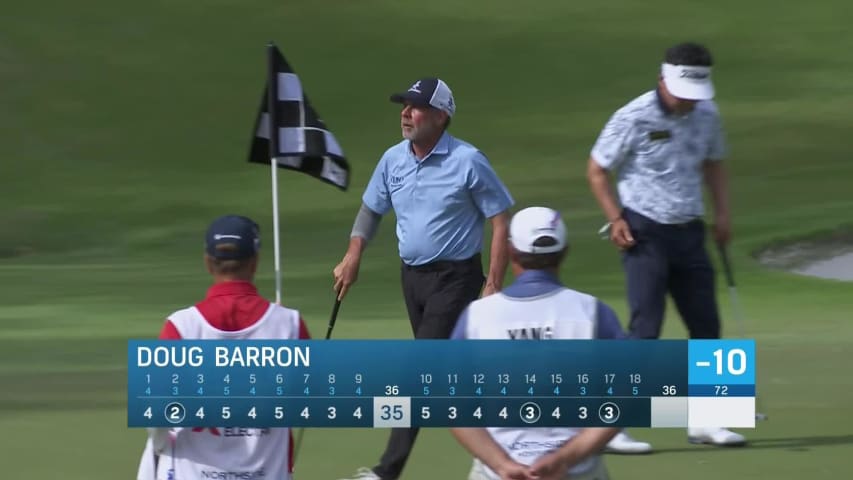 Doug Barron makes birdie putt on No. 17 at Mitsubishi