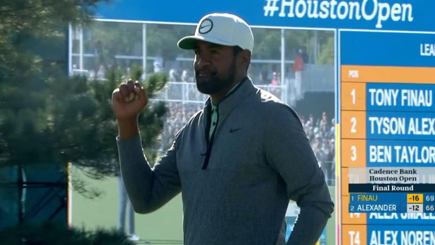 Tony Finau makes par putt to win Cadence Bank