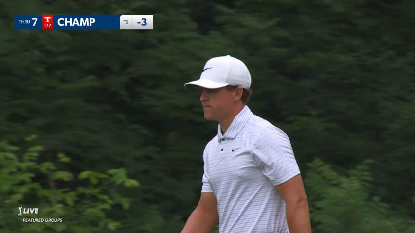 Cameron Champ drains a 31-foot birdie putt at John Deere