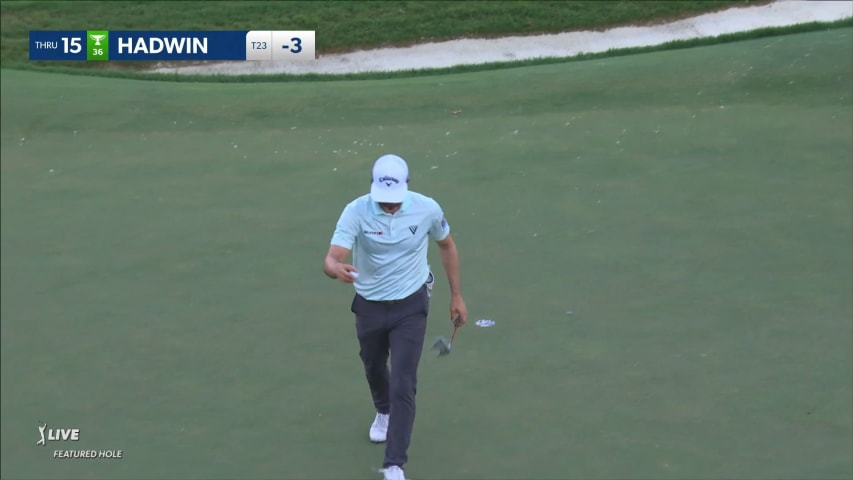 Adam Hadwin makes birdie on No. 15 at Wyndham