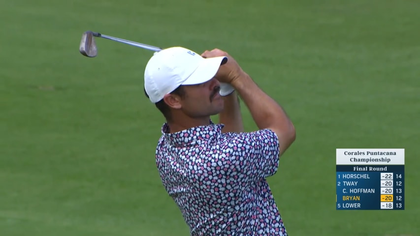 Wesley Bryan attacks the flagstick leading to birdie at Corales Puntacana