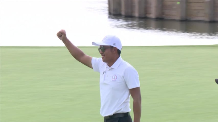 C.T. Pan drains 60-footer to end his day at Olympic Men's Golf