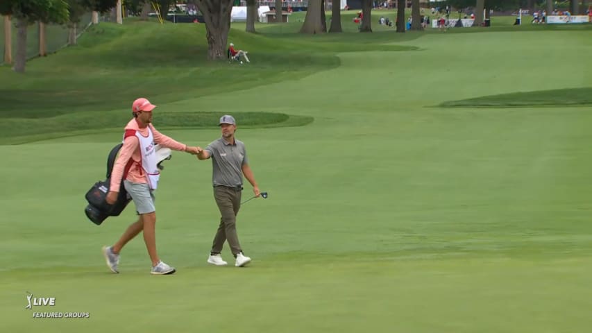 Ryan Moore holes birdie putt from 48-feet off the green at Rocket Mortgage