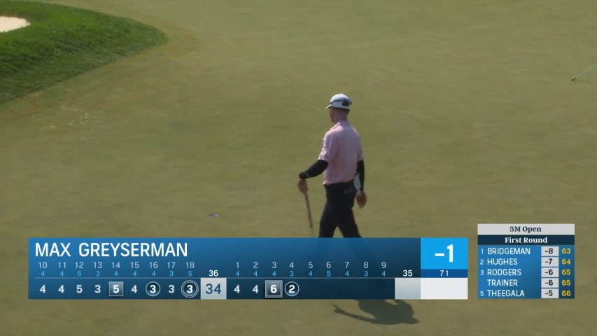 Max Greyserman pours in a 40-foot birdie putt at 3M Open