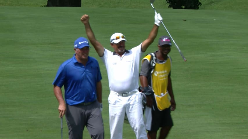 Carlos Franco's hole-out eagle at Principal Charity