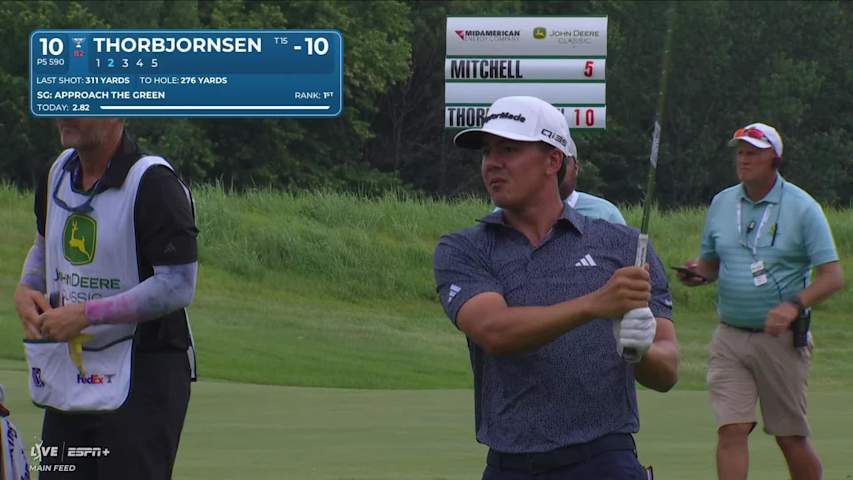 Michael Thorbjornsen holes out for Eagle on No. 10 at John Deere