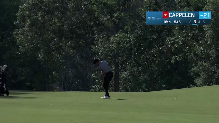 Sebastian Cappelen makes birdie on No. 16 at BMW Charity Pro-Am