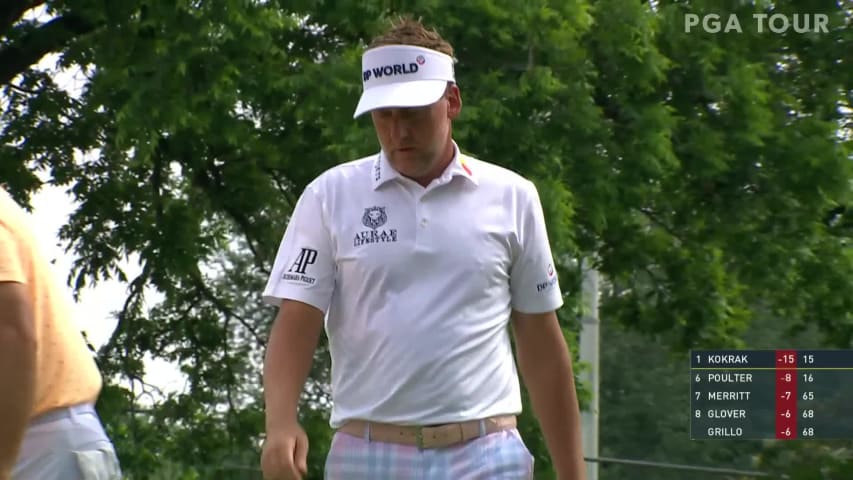 Ian Poulter sinks a 32-foot birdie putt at Charles Schwab