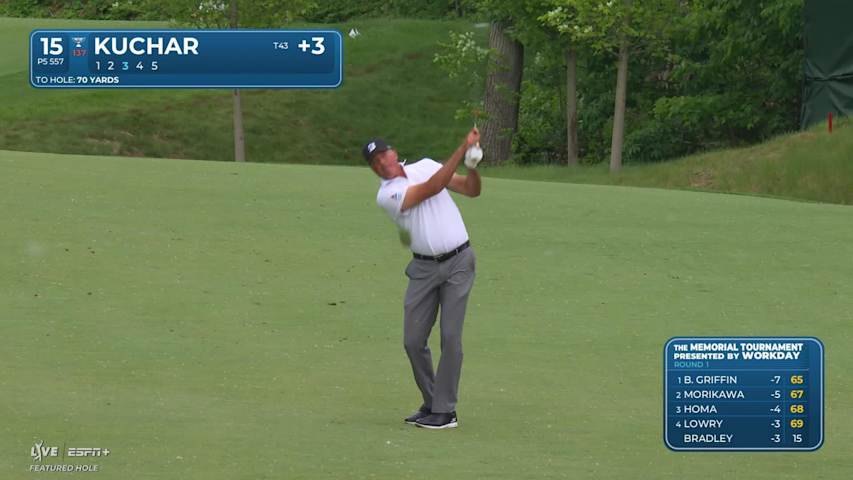Matt Kuchar makes birdie on No. 15 at the Memorial
