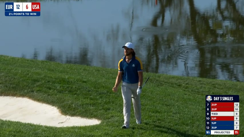 Tommy Fleetwood’s eagle hole-out from the bunker at the Ryder Cup