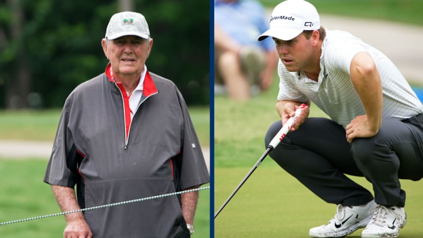 Parker Coody plays Round 1 in front of grandfather, Charles, at Charles Schwab