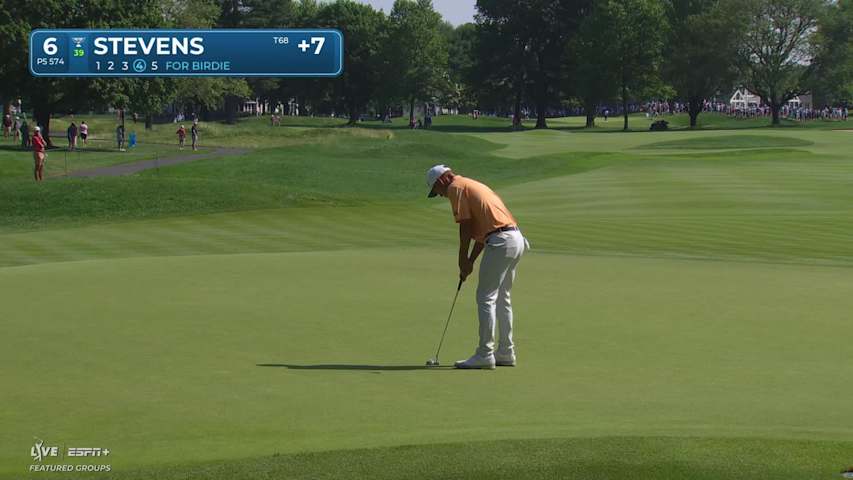 Sam Stevens makes birdie on No. 6 at Travelers