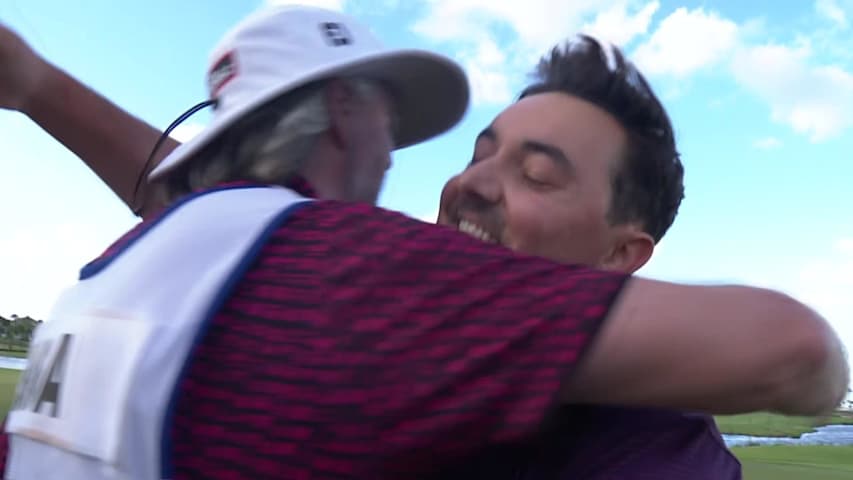 Hank Lebioda throws a dart to set up winning birdie at The Bahamas Golf Classic