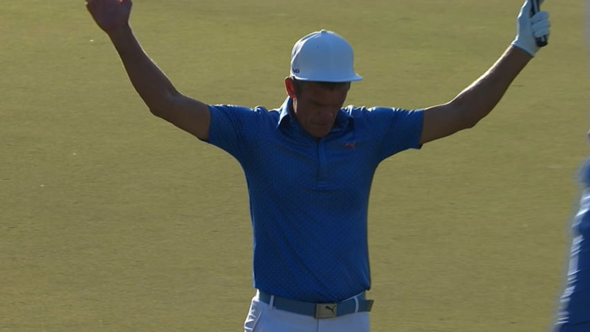 Jesper Parnevik's birdie putt on No. 18 at Rapiscan Classic