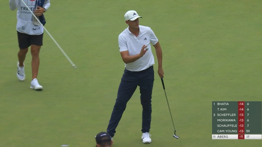 Ludvig Åberg goes flag hunting to set up birdie at Travelers