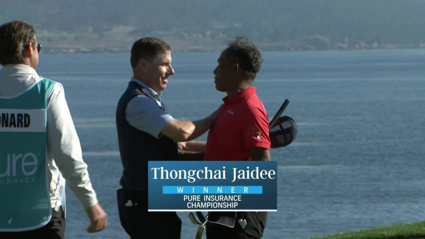 Thongchai Jaidee outlasts Justin Leonard in a playoff to win PURE Insurance Championship