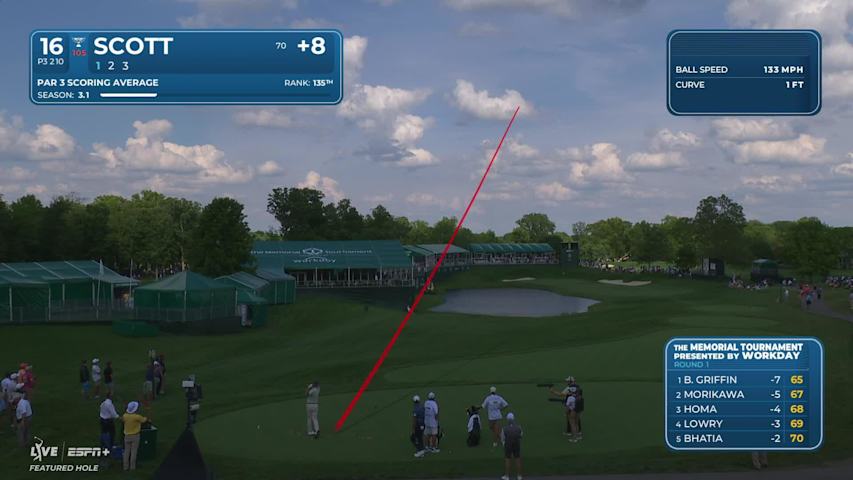 Adam Scott nearly aces No. 16 at the Memorial