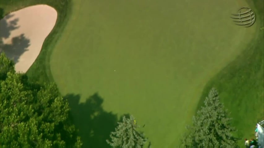 Justin Thomas goes over the trees in par save at Bridgestone