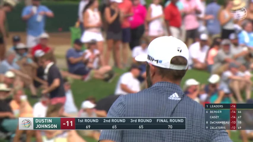 Dustin Johnson sinks birdie on No. 18 at WGC-FedEx St. Jude