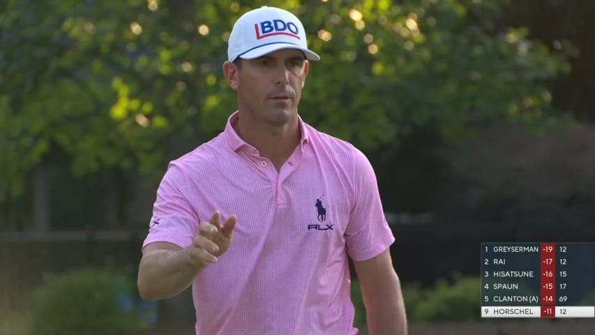 Billy Horschel drains a 23-foot birdie putt at Wyndham