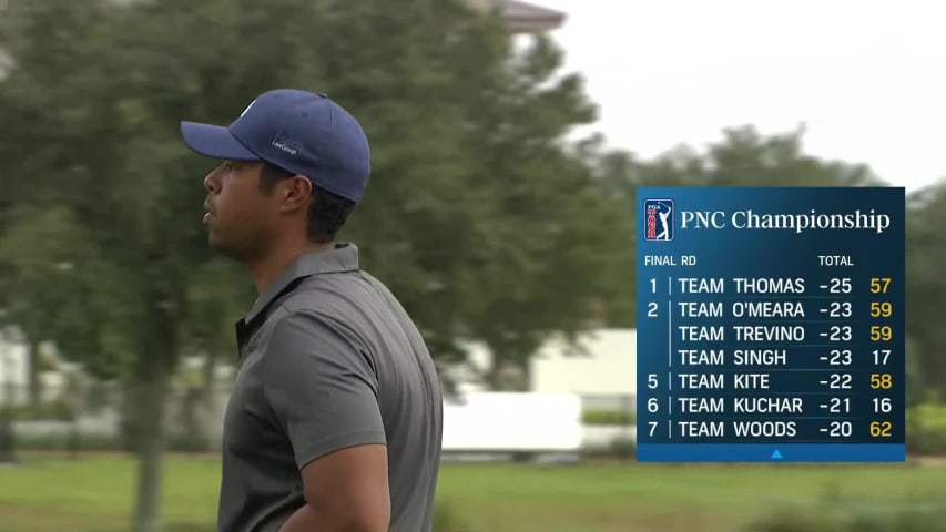 Qass Singh makes birdie putt on No. 17 at PNC Championship