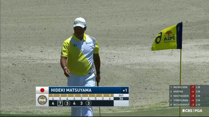 Hideki Matsuyama chips in for birdie at PGA Championship