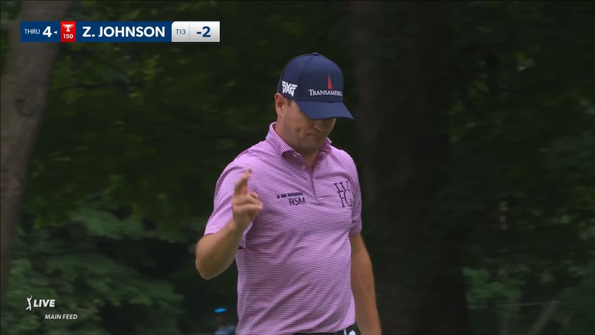 Zach Johnson rolls in a 17-footer for birdie at John Deere