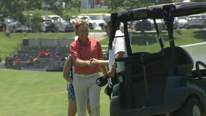 Bernhard Langer's impressive eagle-hole out at the Principal Charity