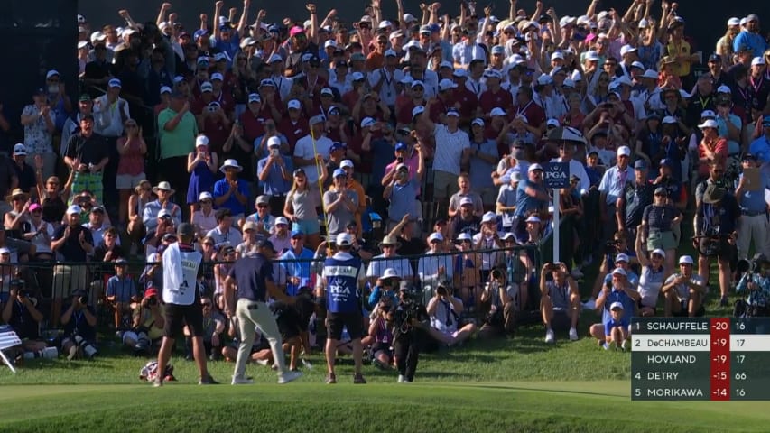 Bryson DeChambeau makes birdie putt at PGA Championship