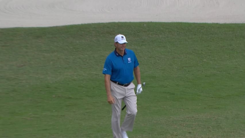 Retief Goosen cards birdie from off the green at the Chubb Classic 